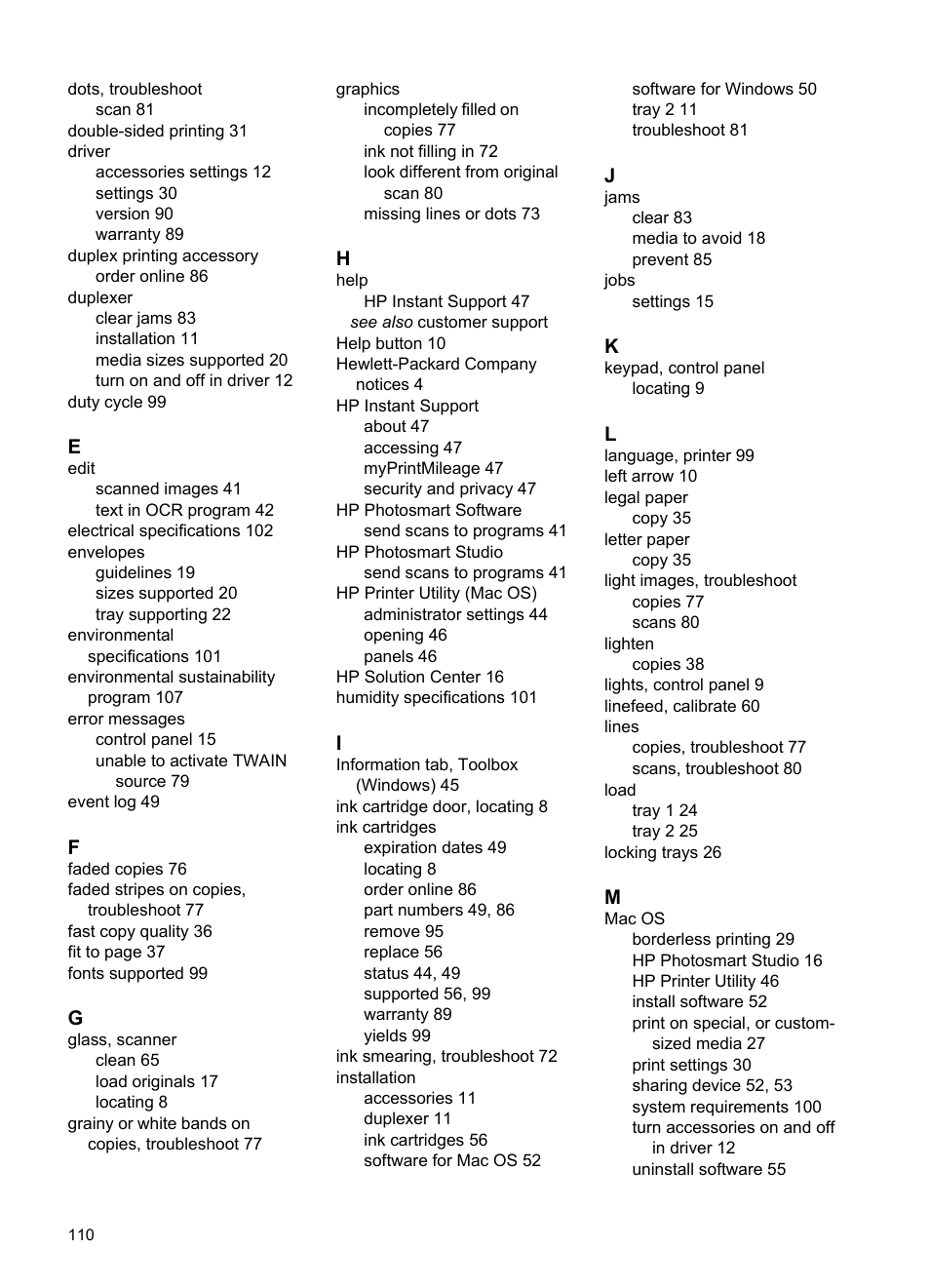 HP Officejet Pro L7480 All-in-One Printer User Manual | Page 114 / 120