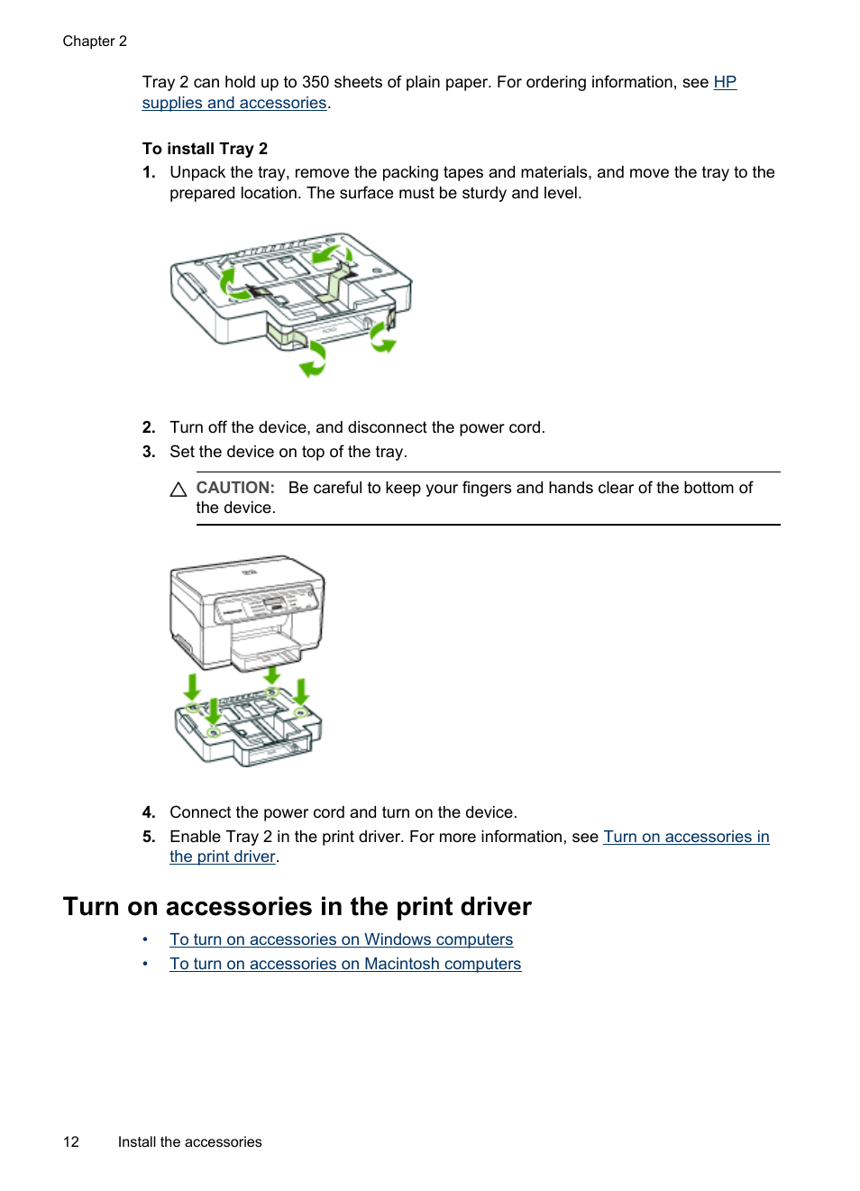 Turn on accessories in the print driver | HP Officejet Pro L7480 All-in-One Printer User Manual | Page 16 / 120