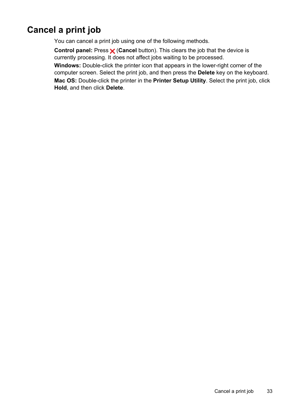 Cancel a print job | HP Officejet Pro L7480 All-in-One Printer User Manual | Page 37 / 120