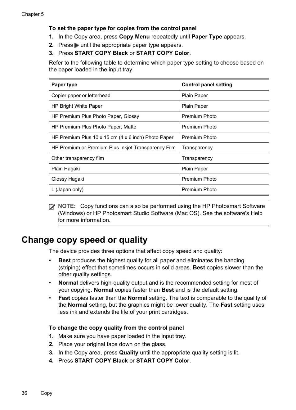 Change copy speed or quality | HP Officejet Pro L7480 All-in-One Printer User Manual | Page 40 / 120