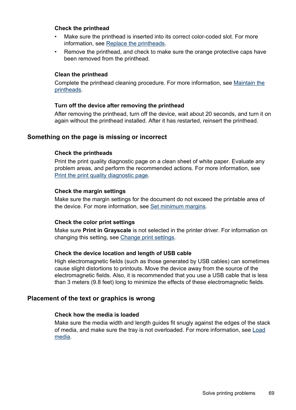 Placement of the text or graphics is wrong | HP Officejet Pro L7480 All-in-One Printer User Manual | Page 73 / 120