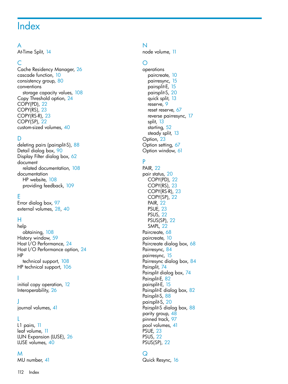 Index | HP XP Business Copy Software User Manual | Page 112 / 113