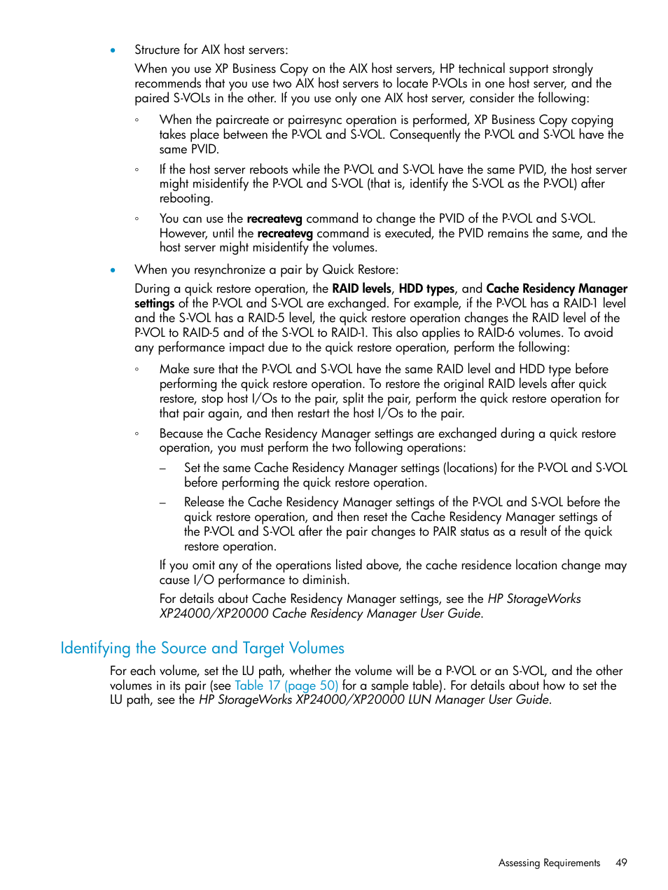 Identifying the source and target volumes | HP XP Business Copy Software User Manual | Page 49 / 113