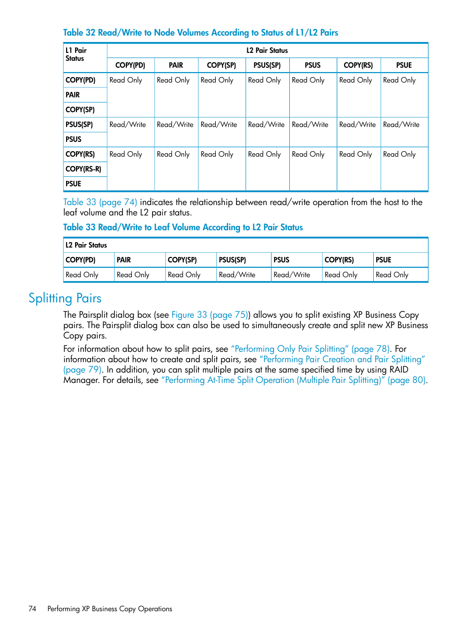 Splitting pairs | HP XP Business Copy Software User Manual | Page 74 / 113