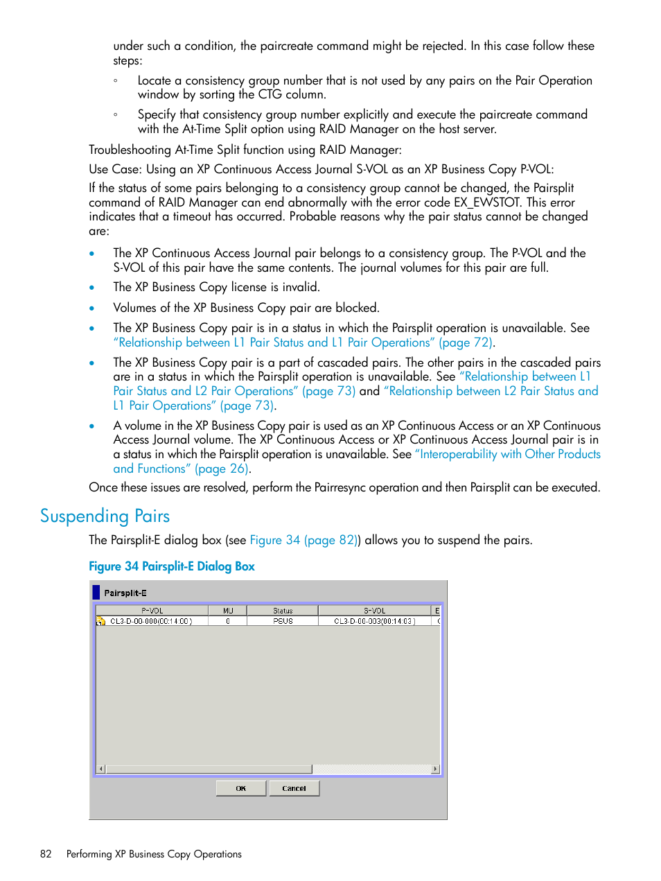 Suspending pairs | HP XP Business Copy Software User Manual | Page 82 / 113