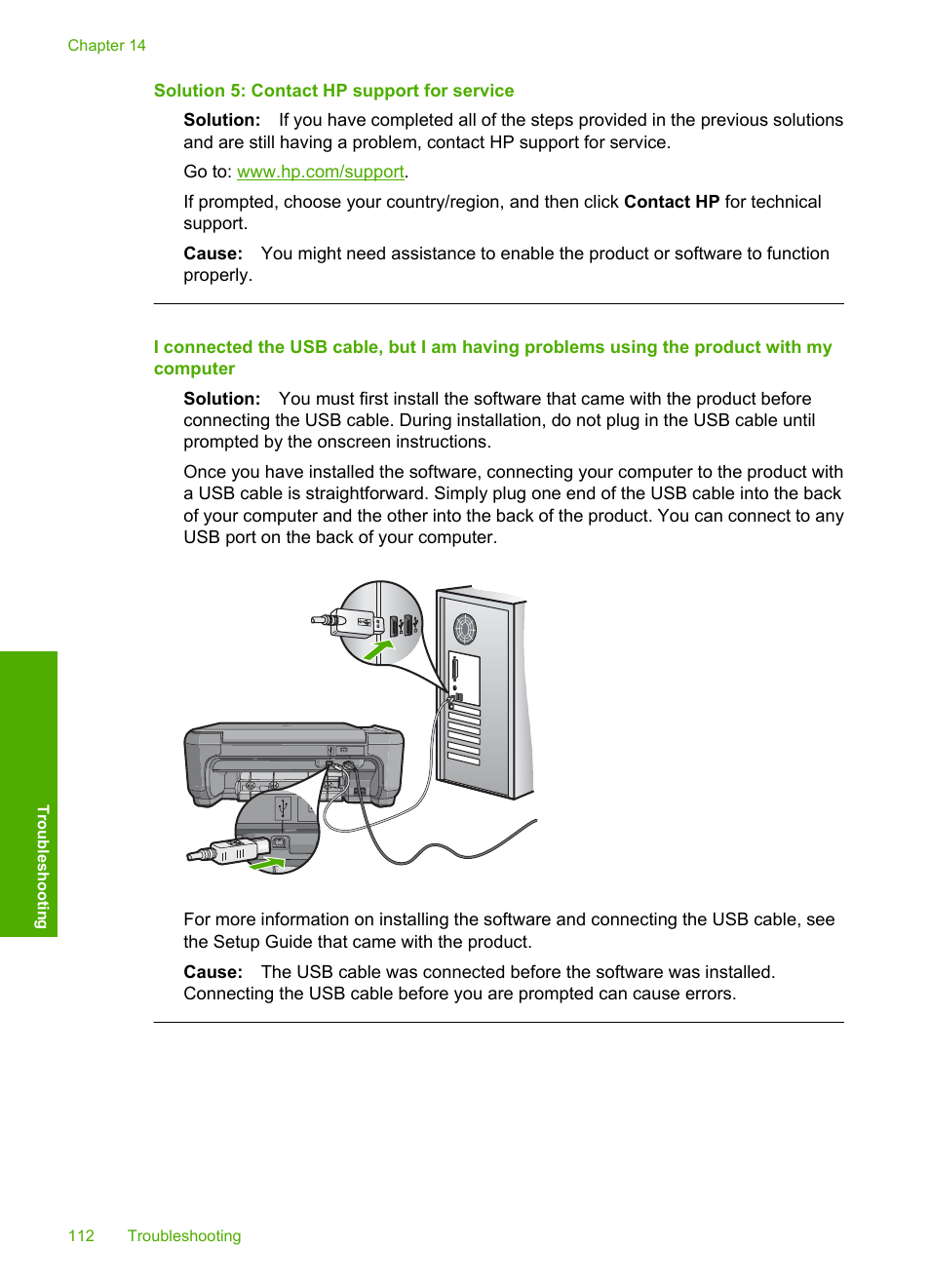 Solution 5: contact hp support for service | HP Photosmart C4344 All-in-One Printer User Manual | Page 115 / 317