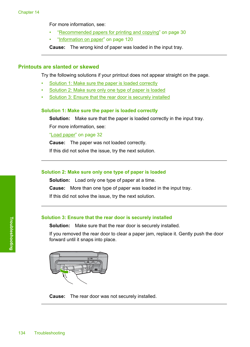 Printouts are slanted or skewed | HP Photosmart C4344 All-in-One Printer User Manual | Page 137 / 317