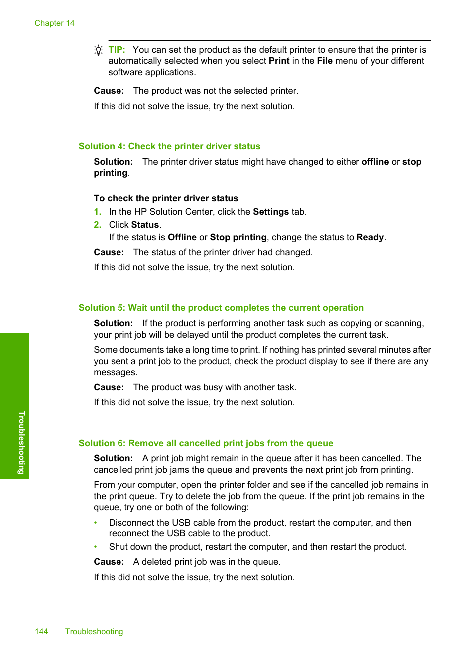 Solution 4: check the printer driver status | HP Photosmart C4344 All-in-One Printer User Manual | Page 147 / 317