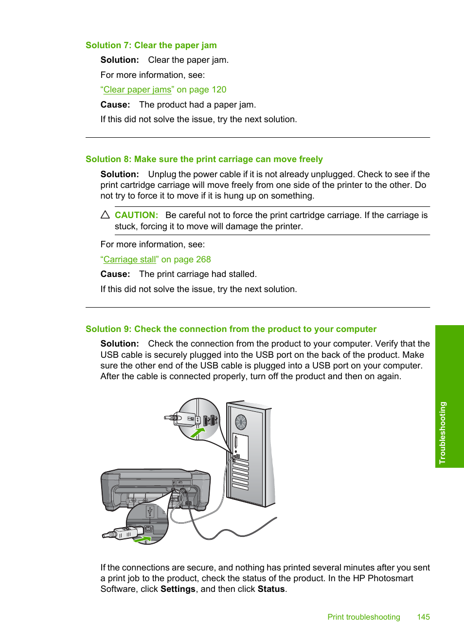 Solution 7: clear the paper jam | HP Photosmart C4344 All-in-One Printer User Manual | Page 148 / 317