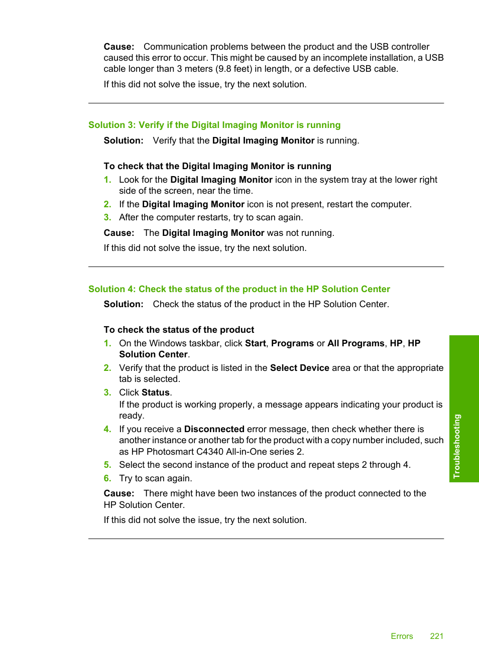 HP Photosmart C4344 All-in-One Printer User Manual | Page 224 / 317