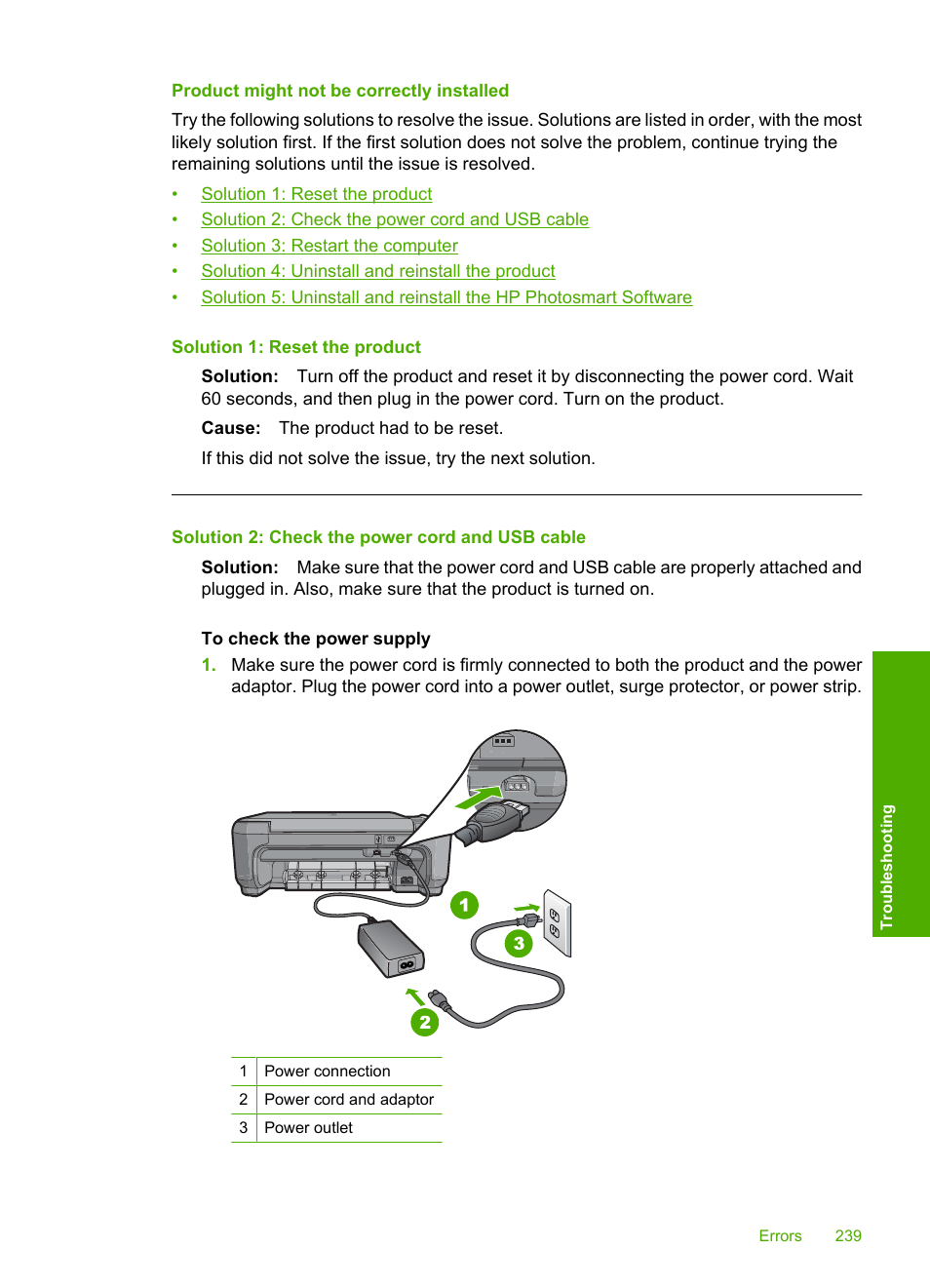 Product might not be correctly installed | HP Photosmart C4344 All-in-One Printer User Manual | Page 242 / 317