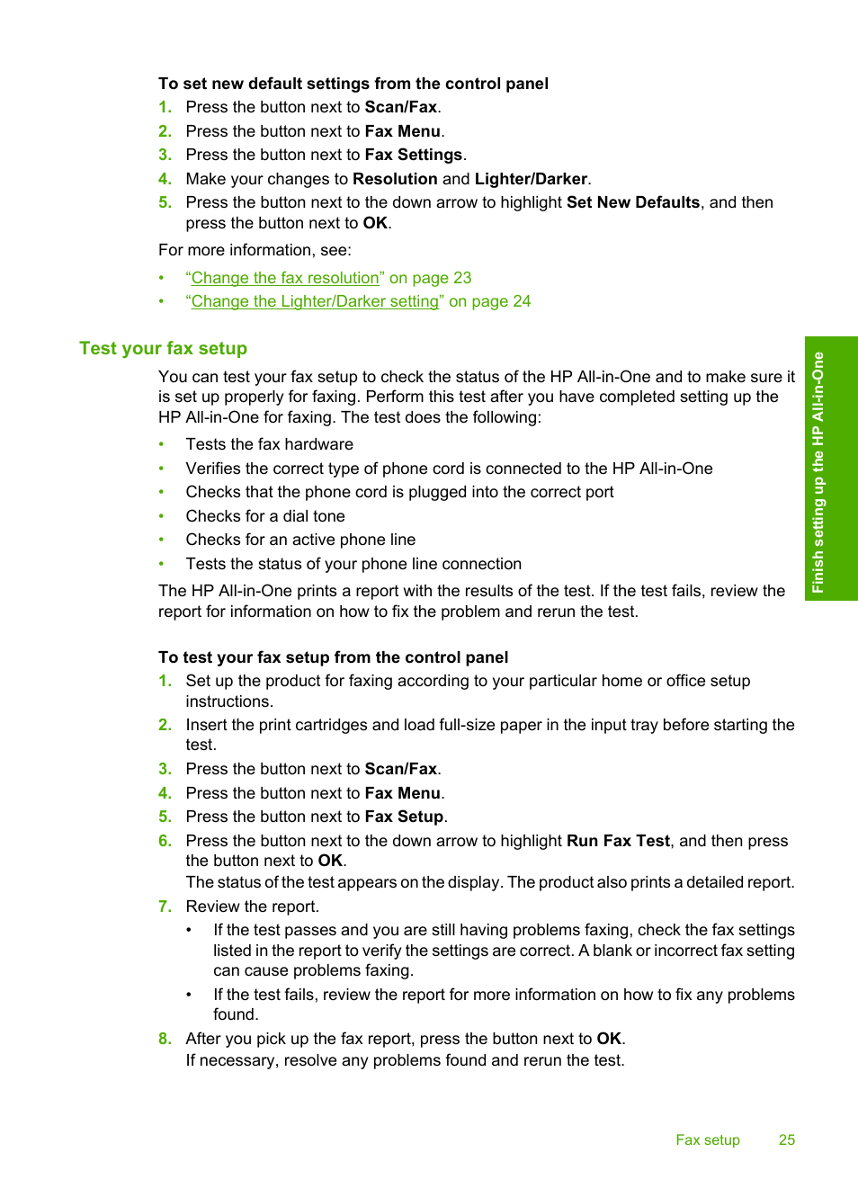 Test your fax setup | HP Photosmart C4344 All-in-One Printer User Manual | Page 28 / 317