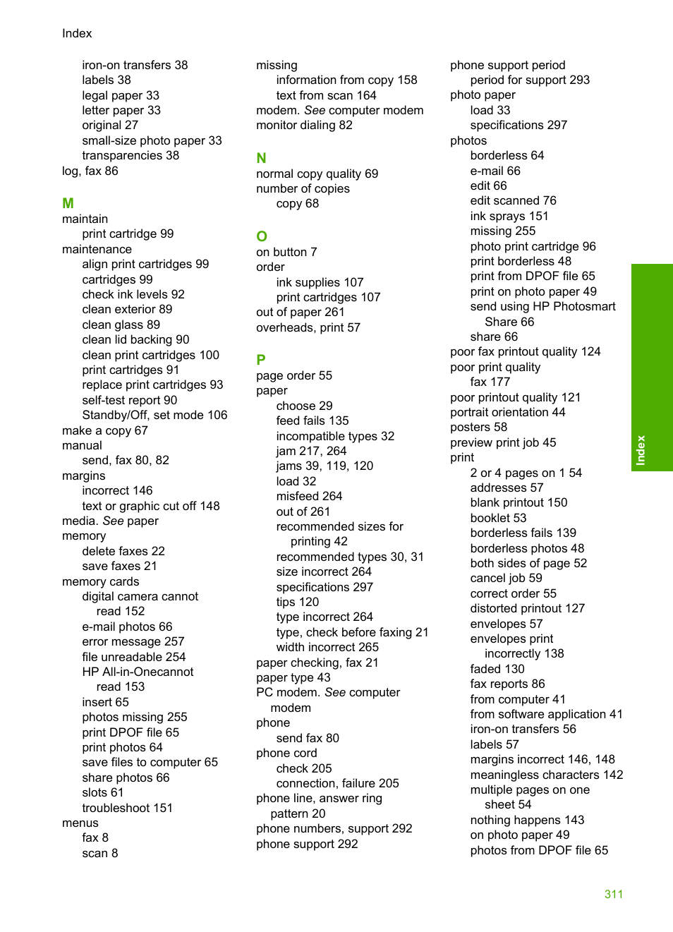 HP Photosmart C4344 All-in-One Printer User Manual | Page 314 / 317
