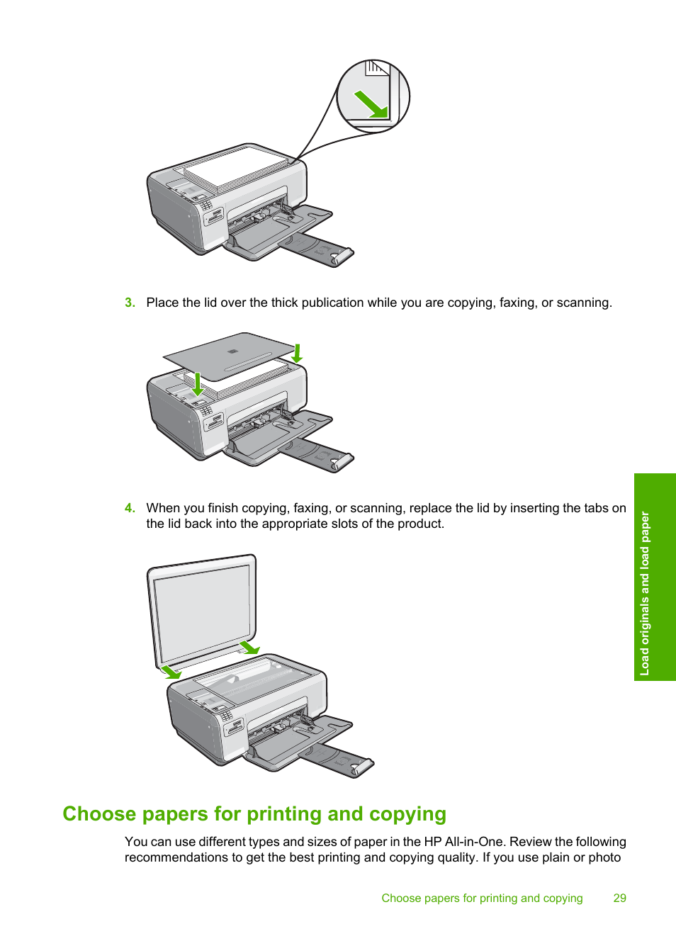 Choose papers for printing and copying | HP Photosmart C4344 All-in-One Printer User Manual | Page 32 / 317