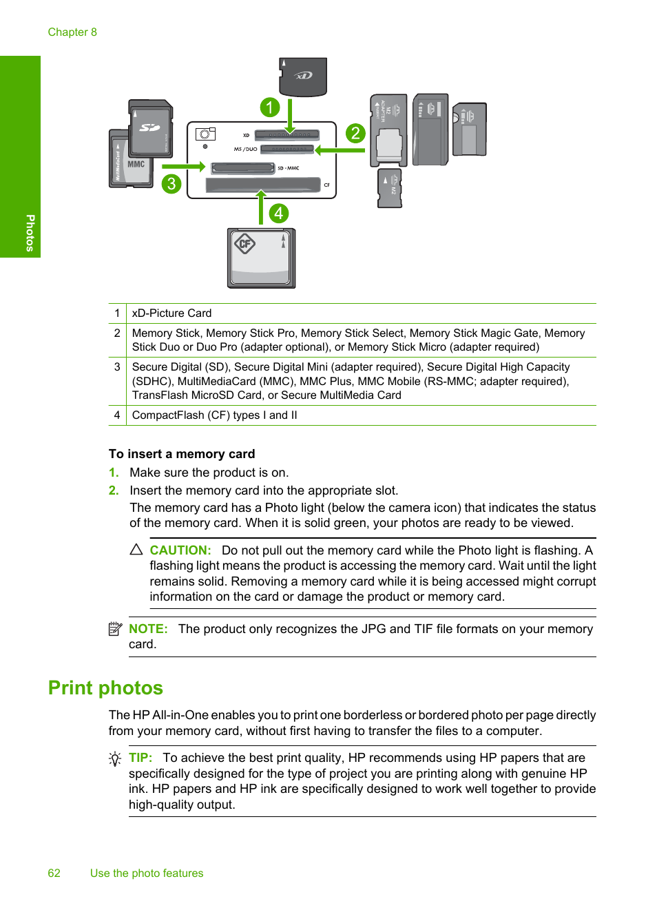 Print photos | HP Photosmart C4344 All-in-One Printer User Manual | Page 65 / 317