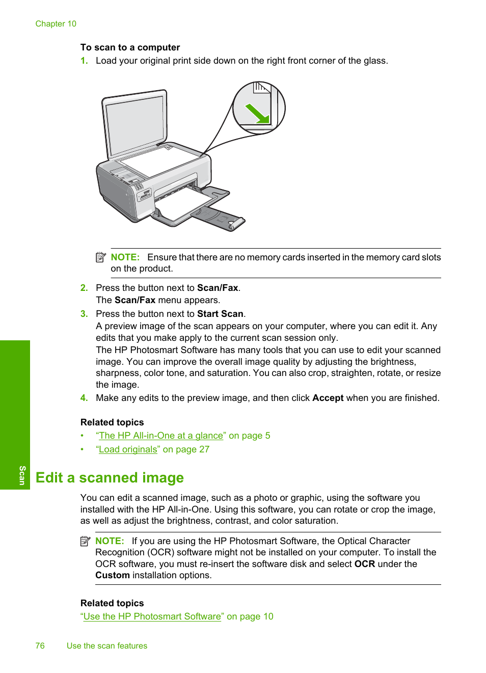 Edit a scanned image | HP Photosmart C4344 All-in-One Printer User Manual | Page 79 / 317