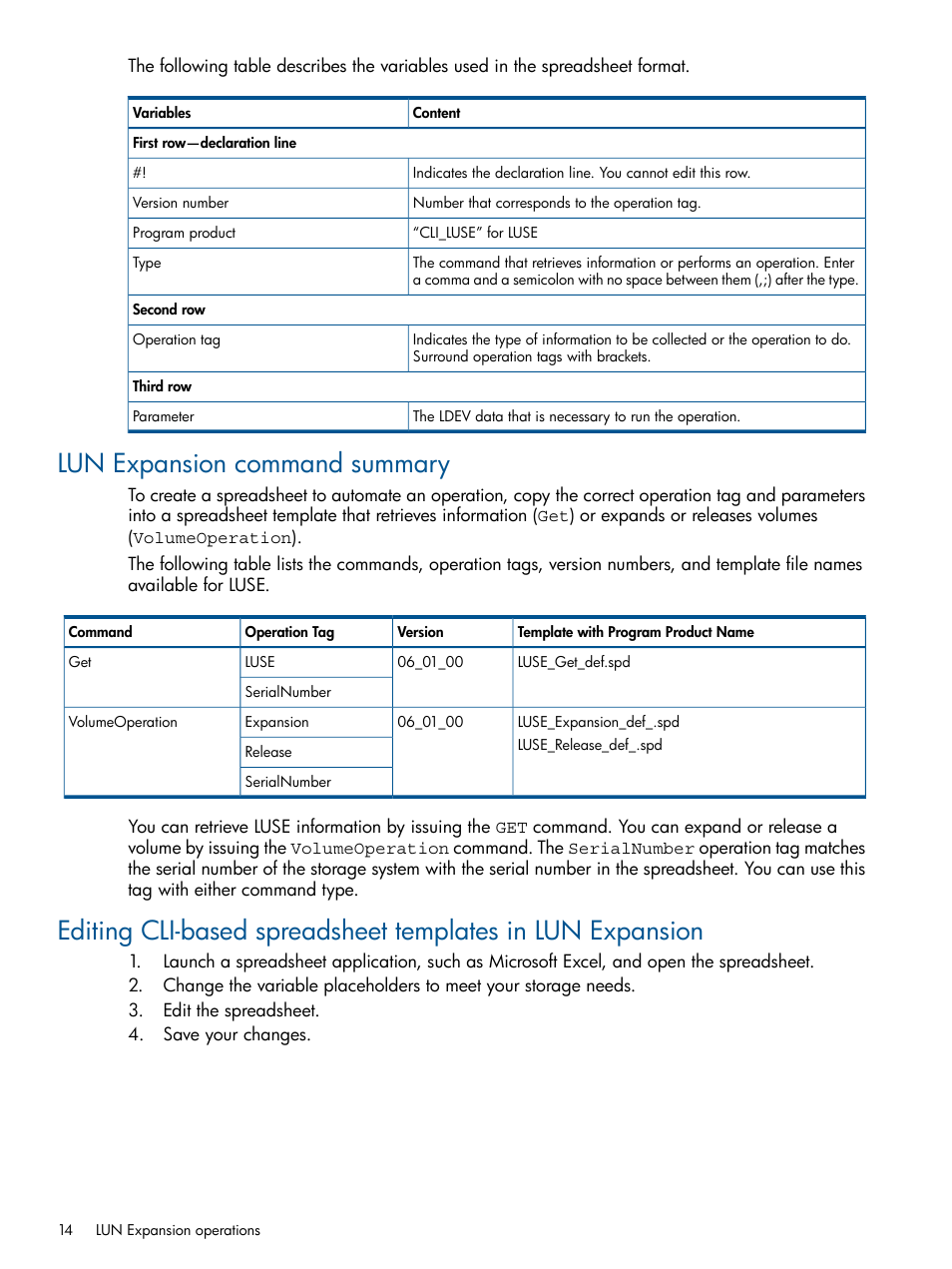 Lun expansion command summary | HP XP P9500 Storage User Manual | Page 14 / 78