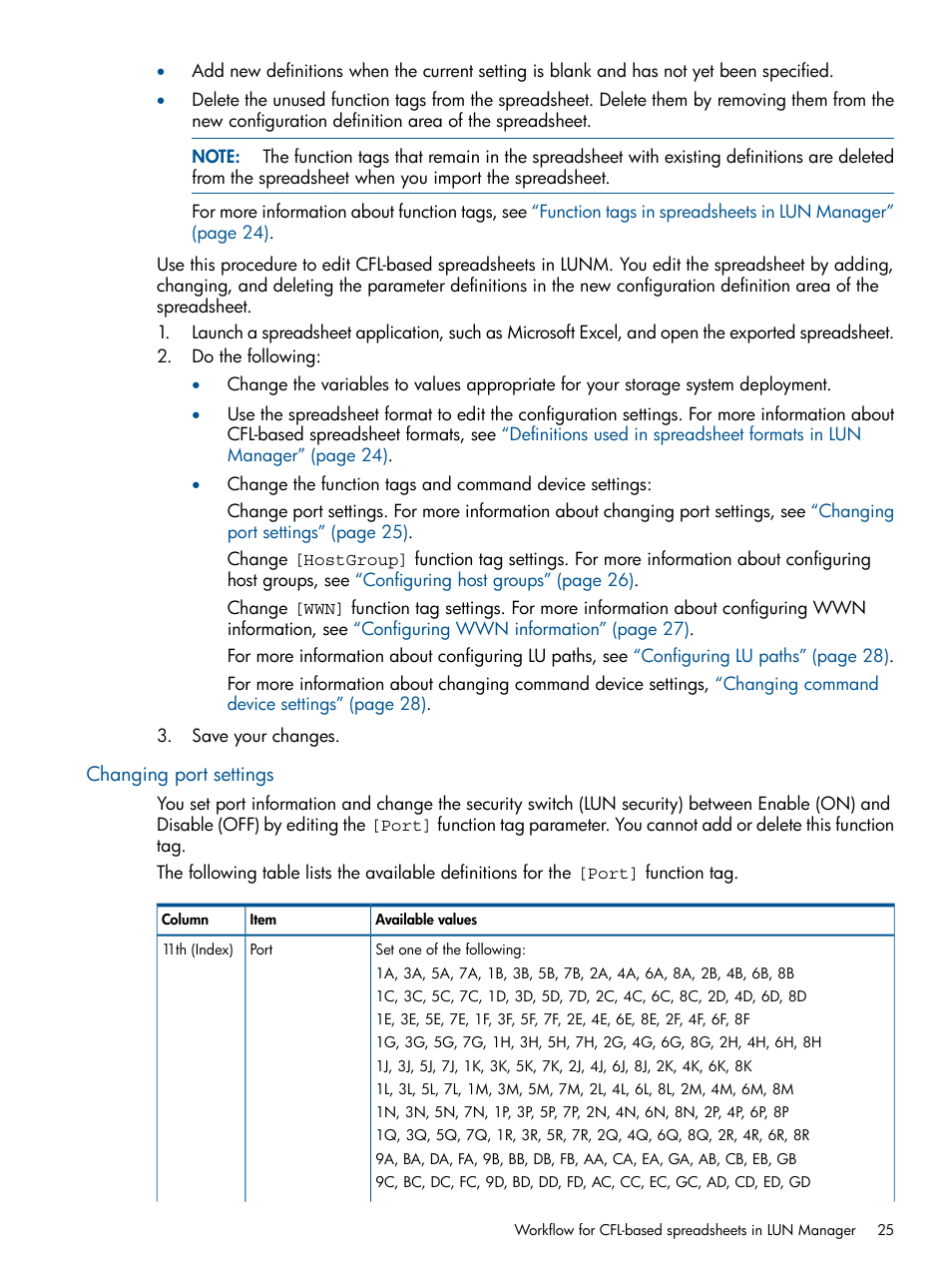 Changing port settings | HP XP P9500 Storage User Manual | Page 25 / 78