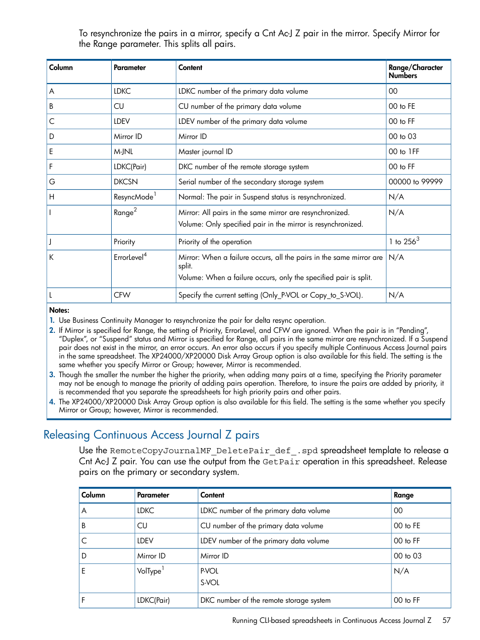 Releasing continuous access journal z pairs | HP XP P9500 Storage User Manual | Page 57 / 78