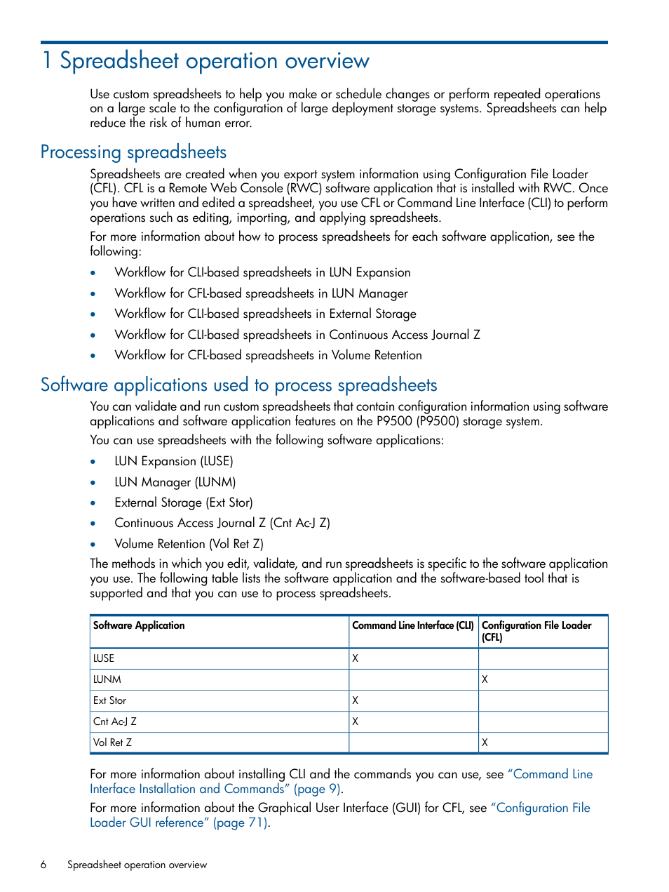 1 spreadsheet operation overview, Processing spreadsheets, Software applications used to process spreadsheets | HP XP P9500 Storage User Manual | Page 6 / 78