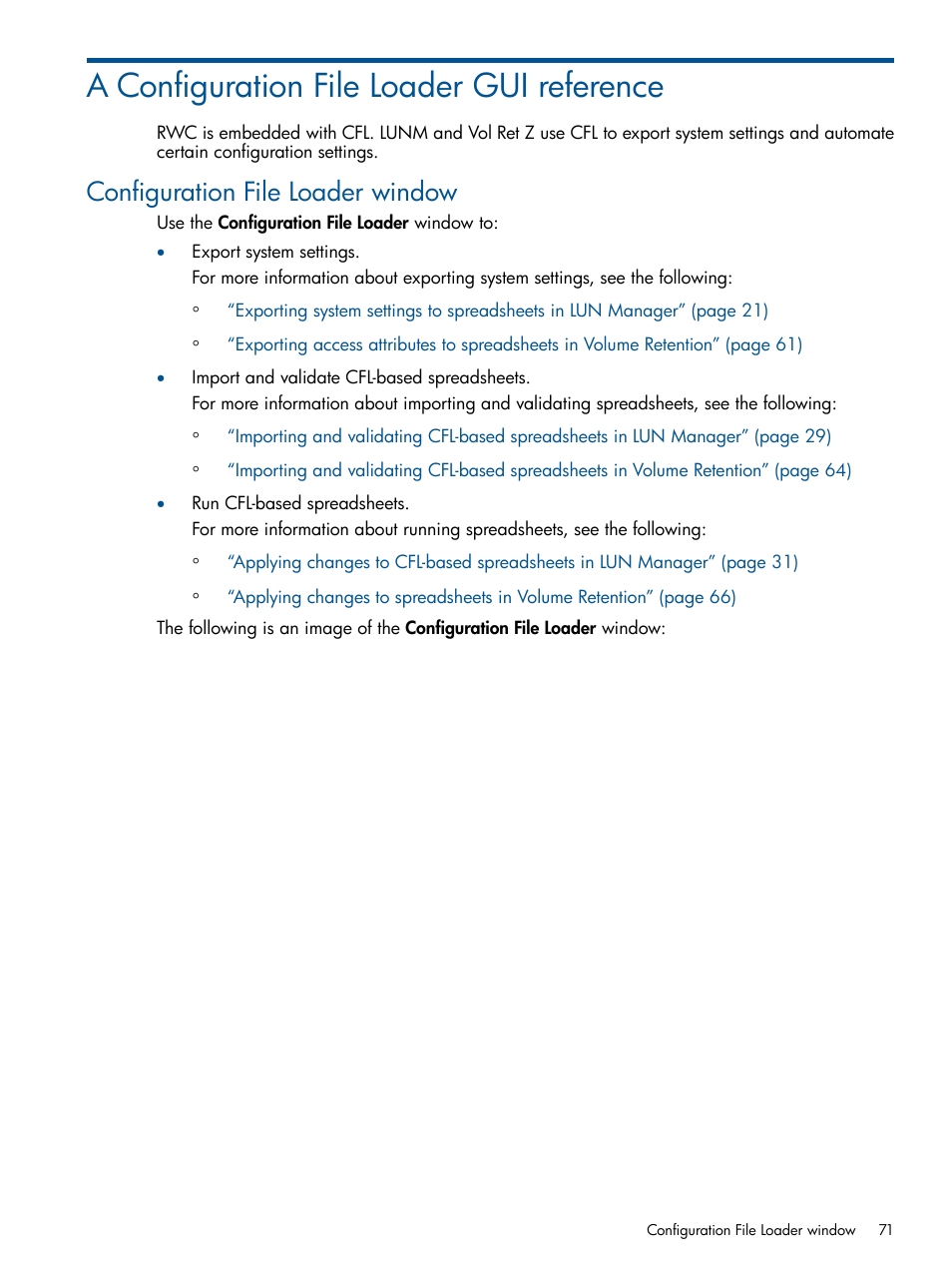 A configuration file loader gui reference, Configuration file loader window | HP XP P9500 Storage User Manual | Page 71 / 78