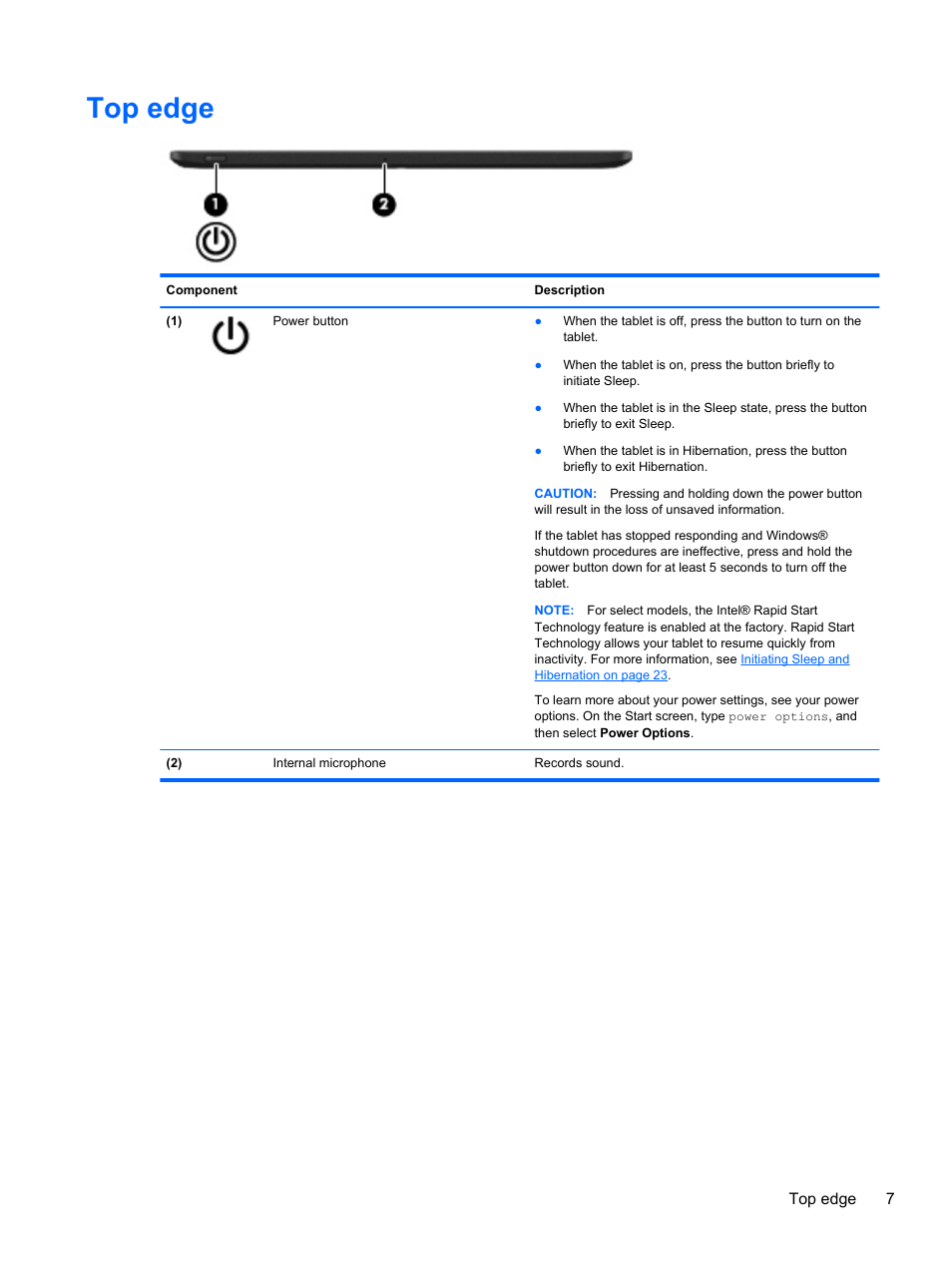 Top edge | HP Omni 10 5610 Tablet User Manual | Page 15 / 49