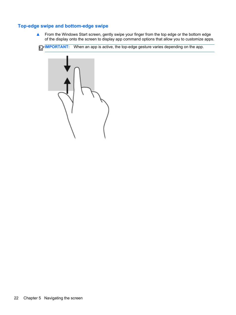 Top-edge swipe and bottom-edge swipe | HP Omni 10 5610 Tablet User Manual | Page 30 / 49