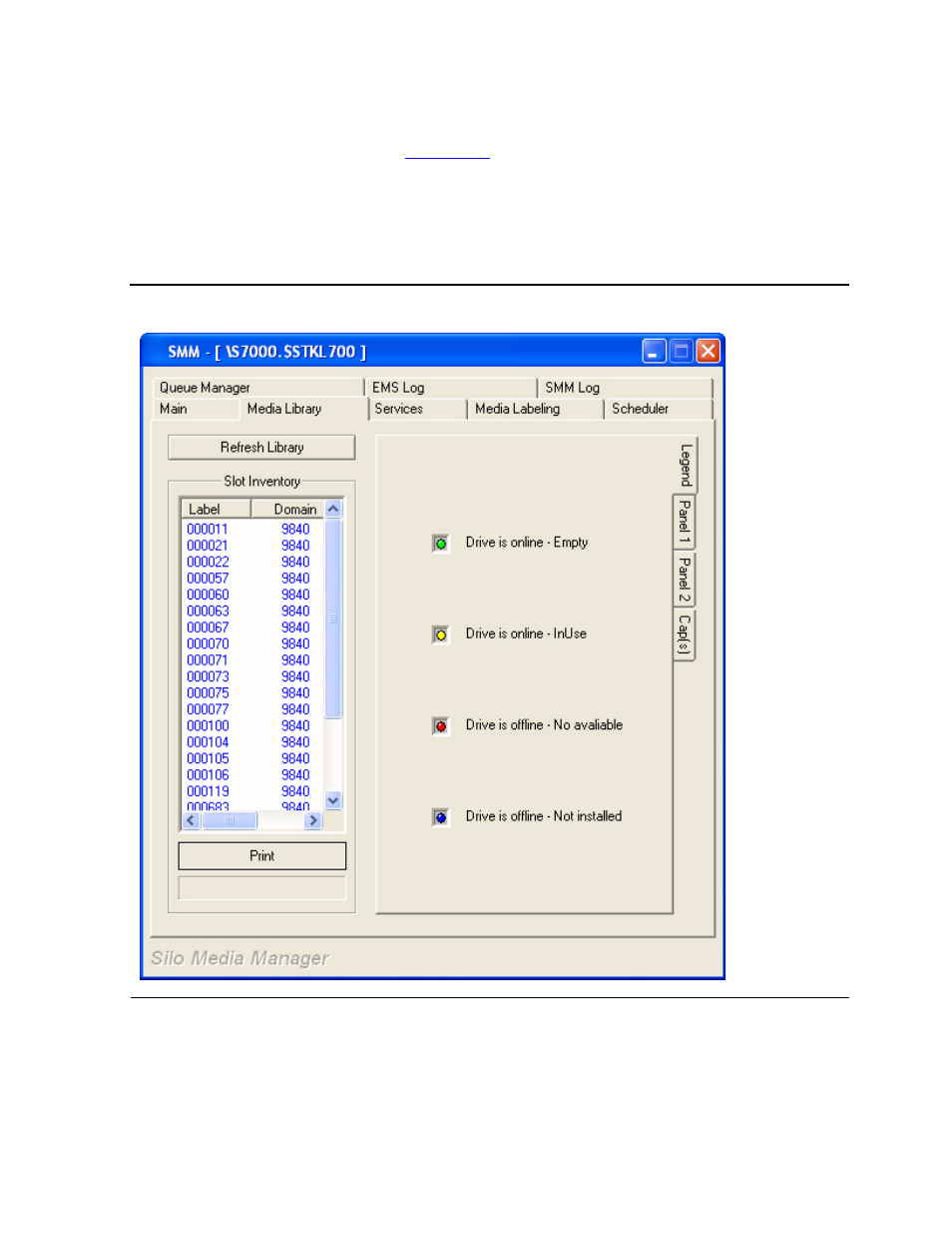 Media library tab, Figure 6-4, Media library tab - legend | HP NonStop G-Series User Manual | Page 92 / 230