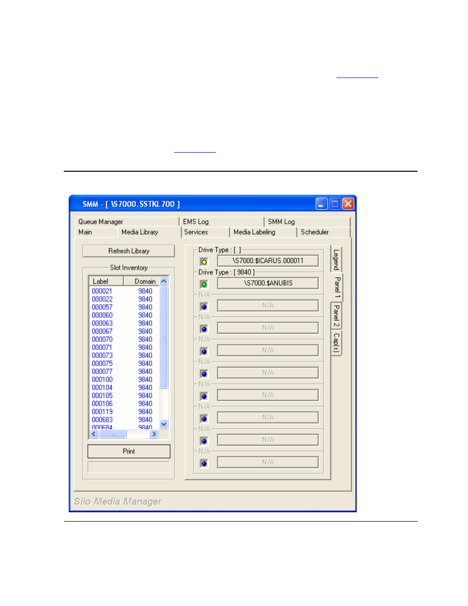 Legend tab, Panel tabs, Figure 6-5 | Media library tab - panels | HP NonStop G-Series User Manual | Page 93 / 230