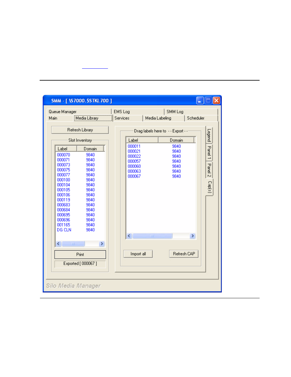 Cap(s) tab, Figure 6-6, Media library tab - cap(s) | HP NonStop G-Series User Manual | Page 94 / 230