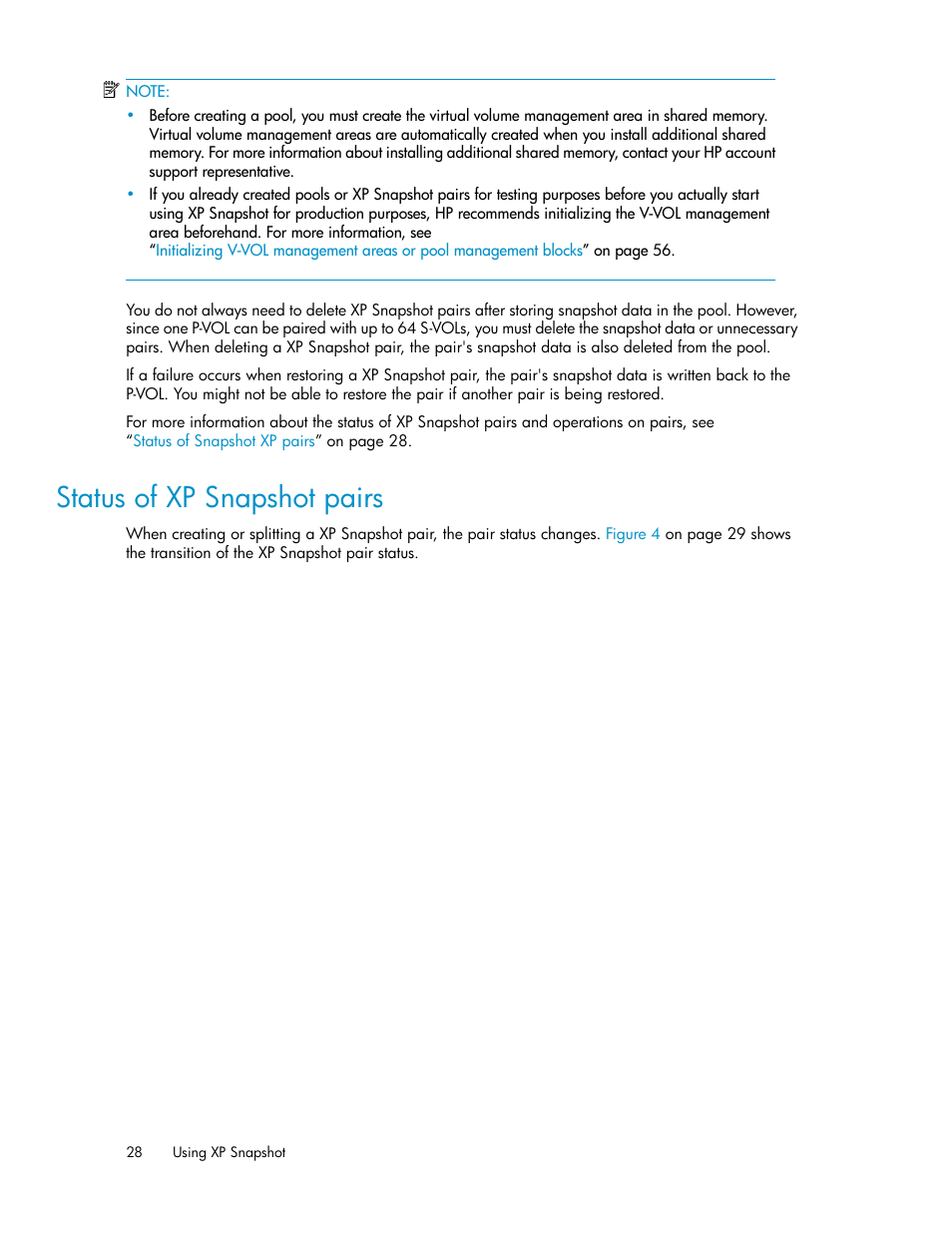 Status of xp snapshot pairs | HP StorageWorks XP Remote Web Console Software User Manual | Page 28 / 84