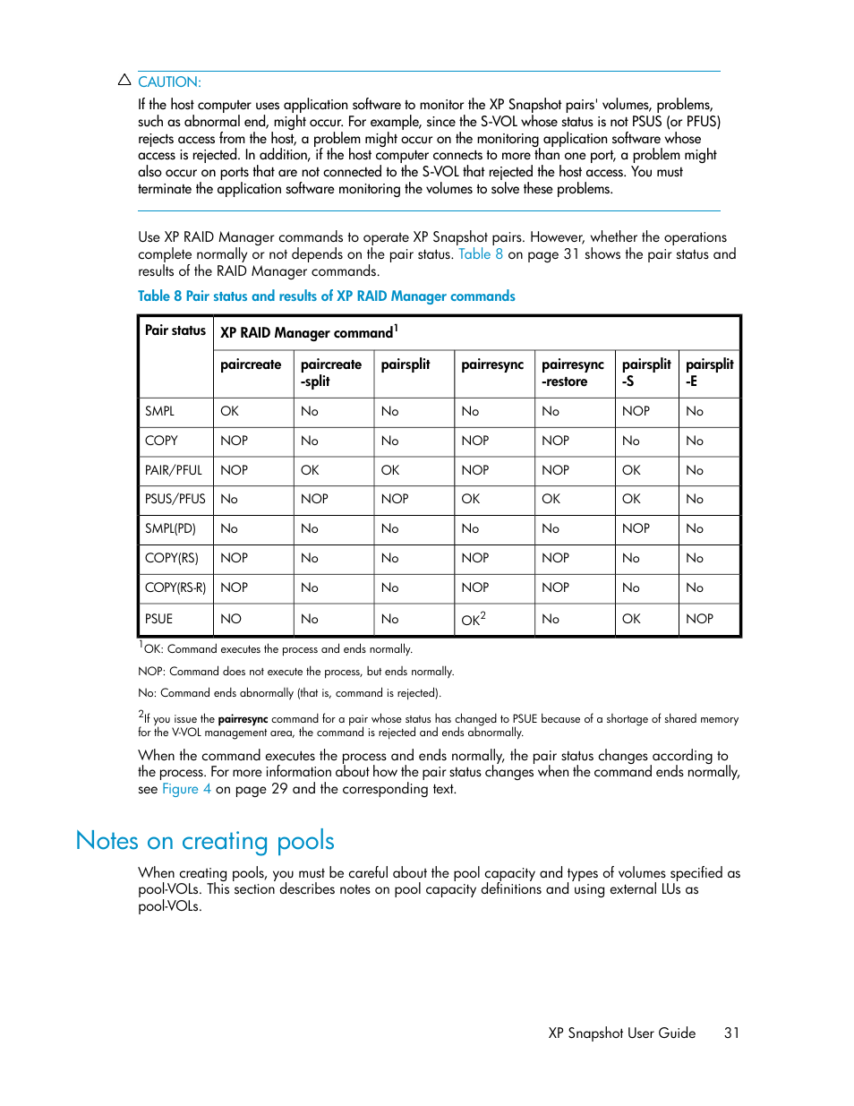 Notes on creating pools | HP StorageWorks XP Remote Web Console Software User Manual | Page 31 / 84