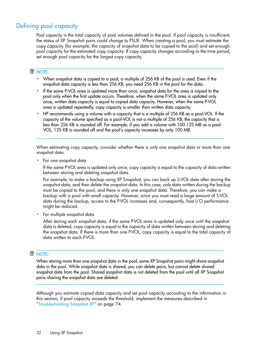 Defining pool capacity | HP StorageWorks XP Remote Web Console Software User Manual | Page 32 / 84