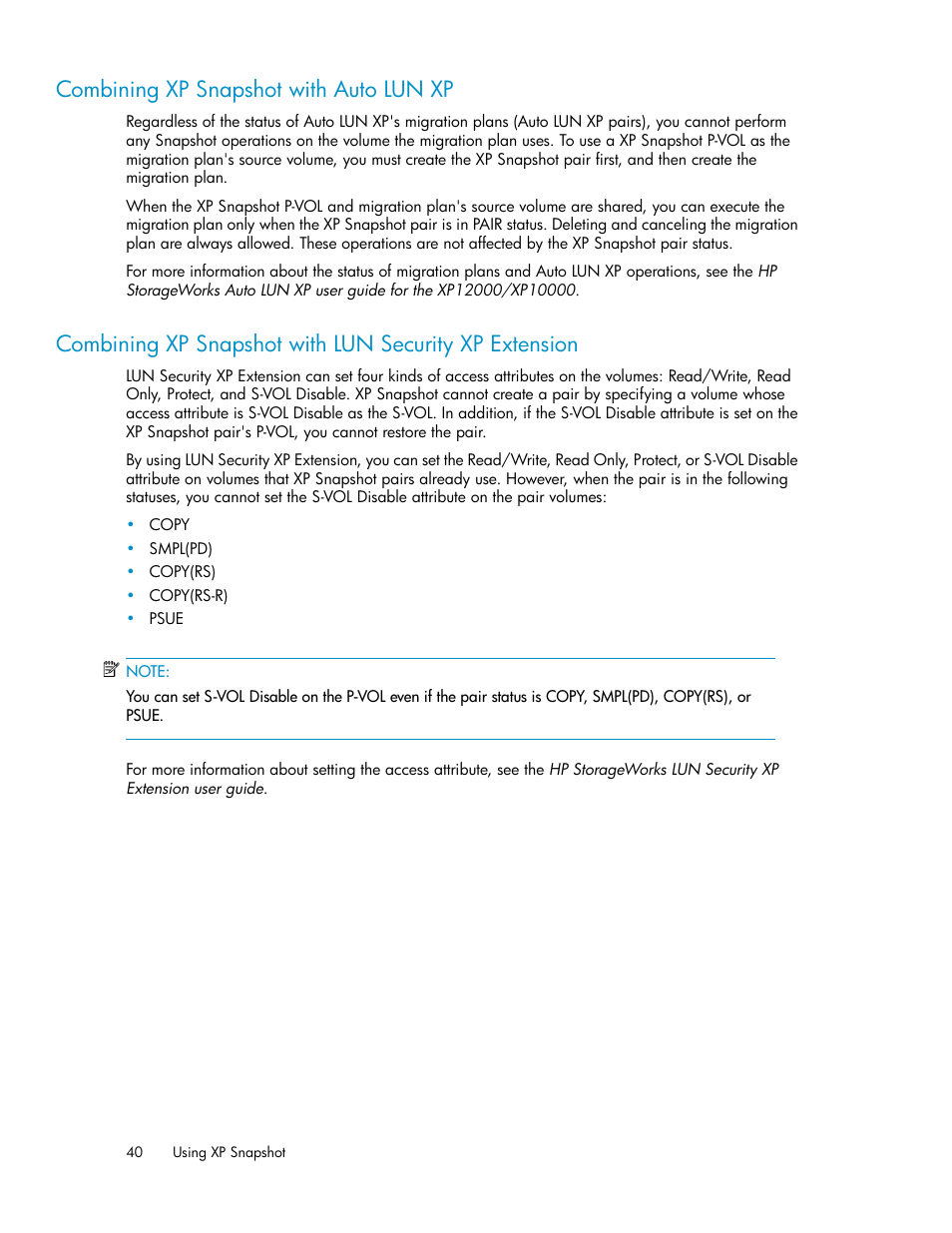 Combining xp snapshot with auto lun xp | HP StorageWorks XP Remote Web Console Software User Manual | Page 40 / 84