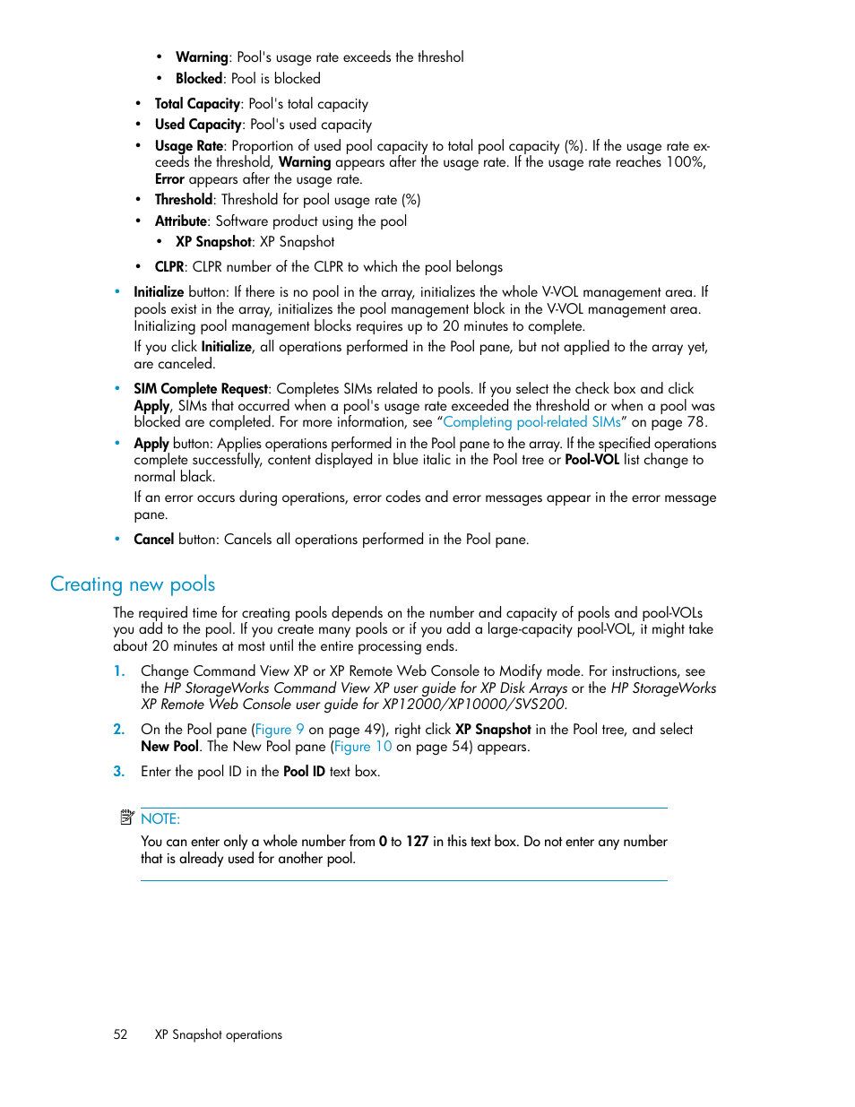 Creating new pools | HP StorageWorks XP Remote Web Console Software User Manual | Page 52 / 84