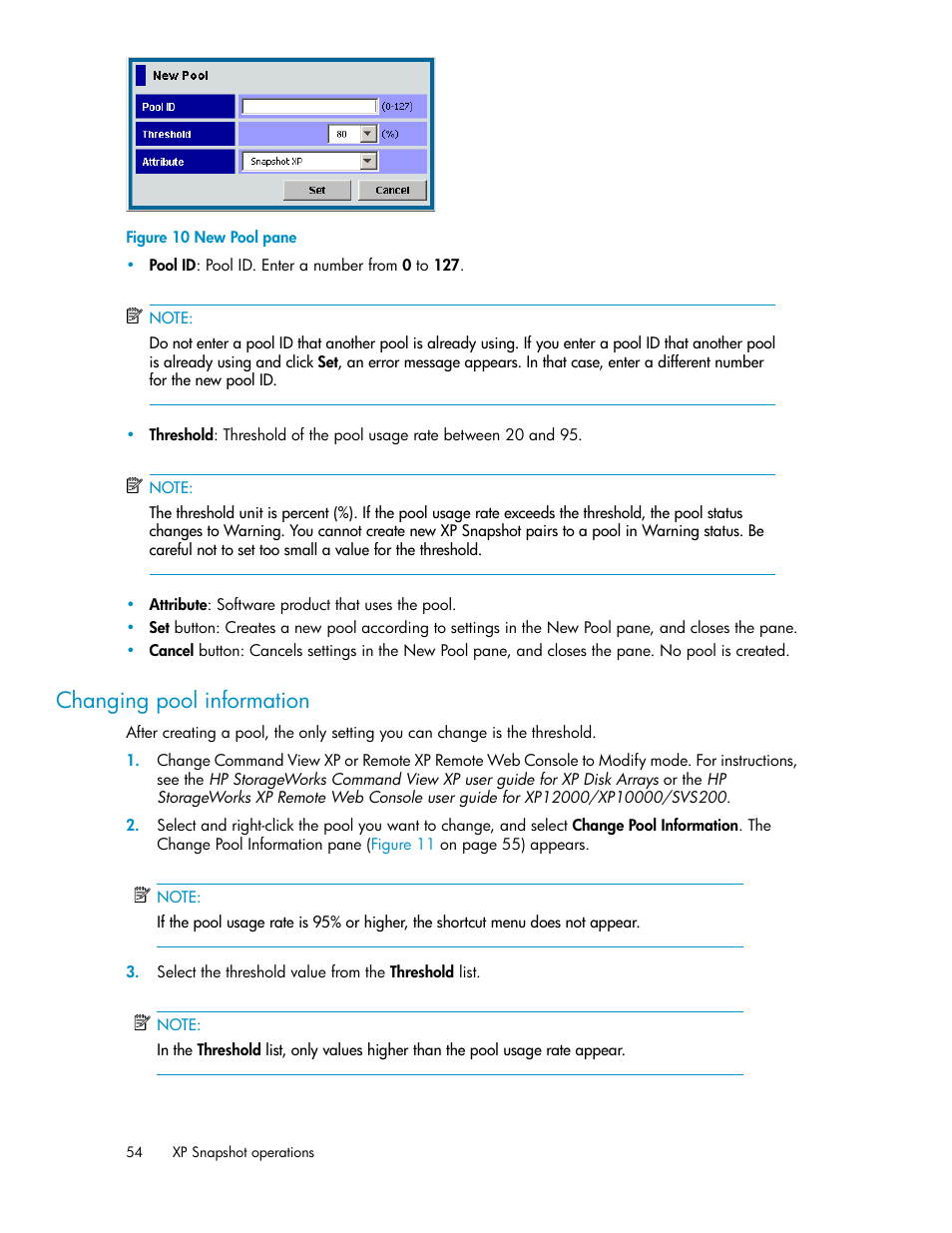 Changing pool information, New pool pane, Ol pane | Figure, Figure 10 | HP StorageWorks XP Remote Web Console Software User Manual | Page 54 / 84