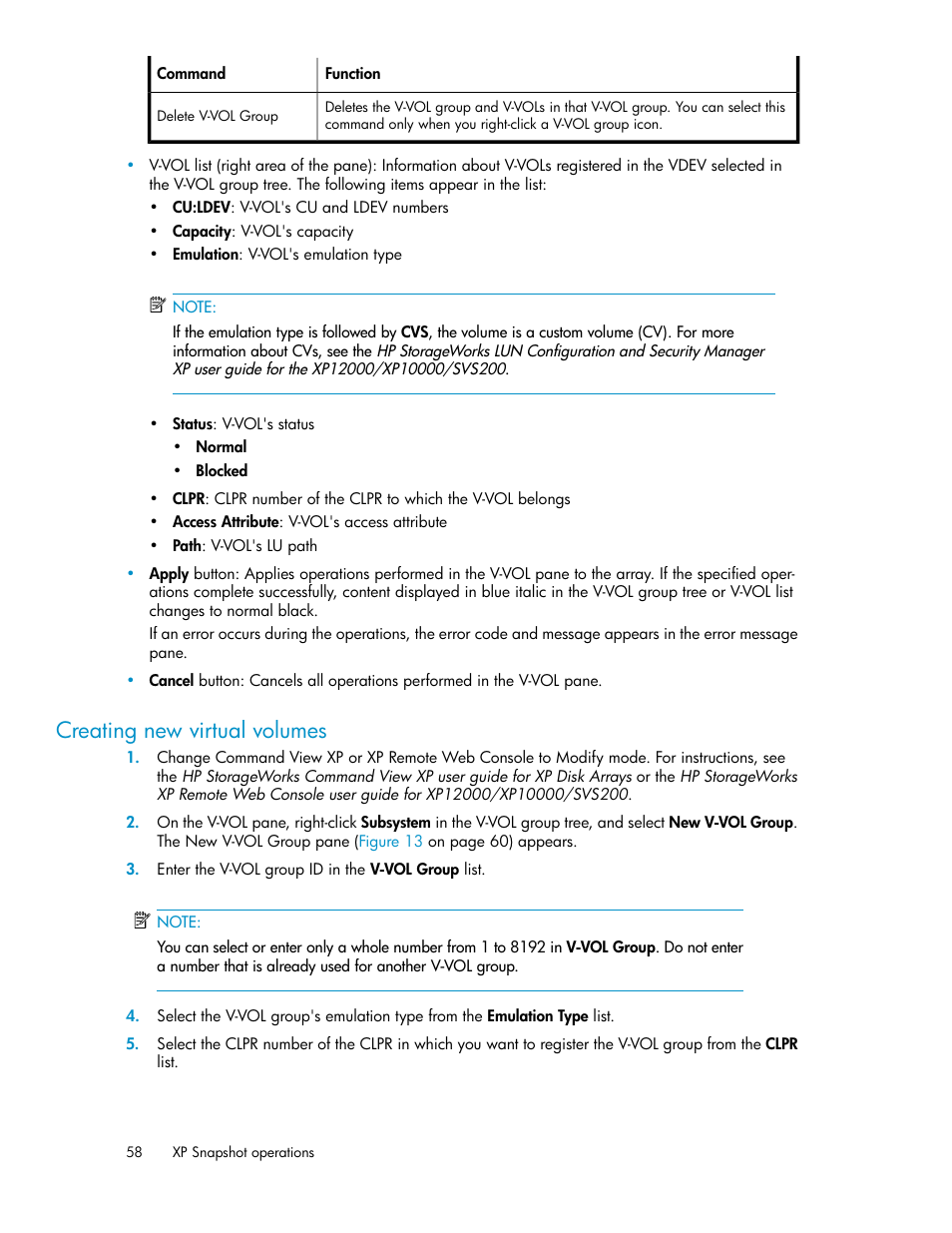 Creating new virtual volumes | HP StorageWorks XP Remote Web Console Software User Manual | Page 58 / 84