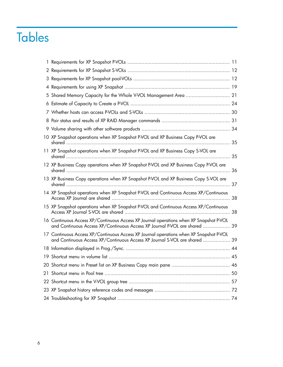 Tables | HP StorageWorks XP Remote Web Console Software User Manual | Page 6 / 84