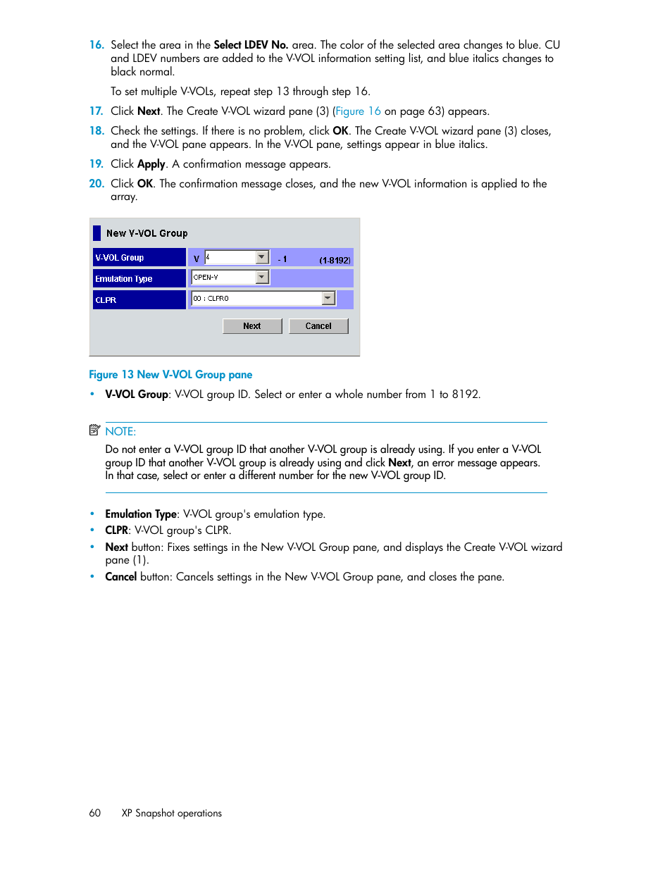 New v-vol group pane | HP StorageWorks XP Remote Web Console Software User Manual | Page 60 / 84