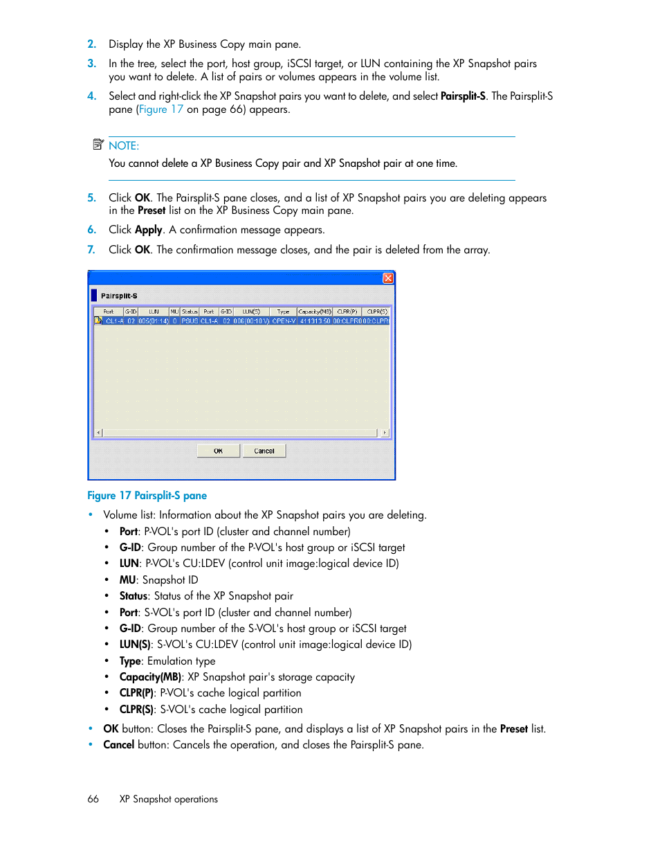 Pairsplit-s pane, Pane, Figure | HP StorageWorks XP Remote Web Console Software User Manual | Page 66 / 84