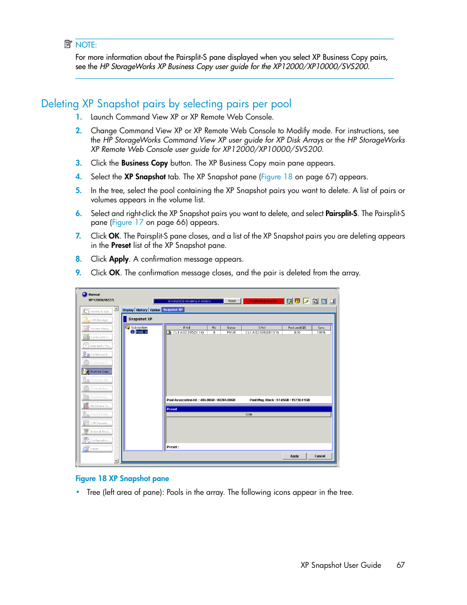 Xp snapshot pane, Figure 18 | HP StorageWorks XP Remote Web Console Software User Manual | Page 67 / 84