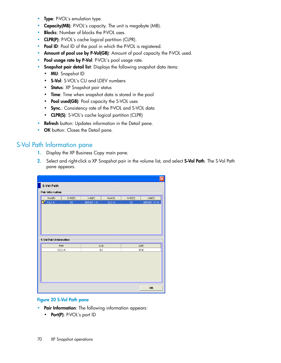 S-vol path information pane, S-vol path pane, Ath pane | Figure | HP StorageWorks XP Remote Web Console Software User Manual | Page 70 / 84
