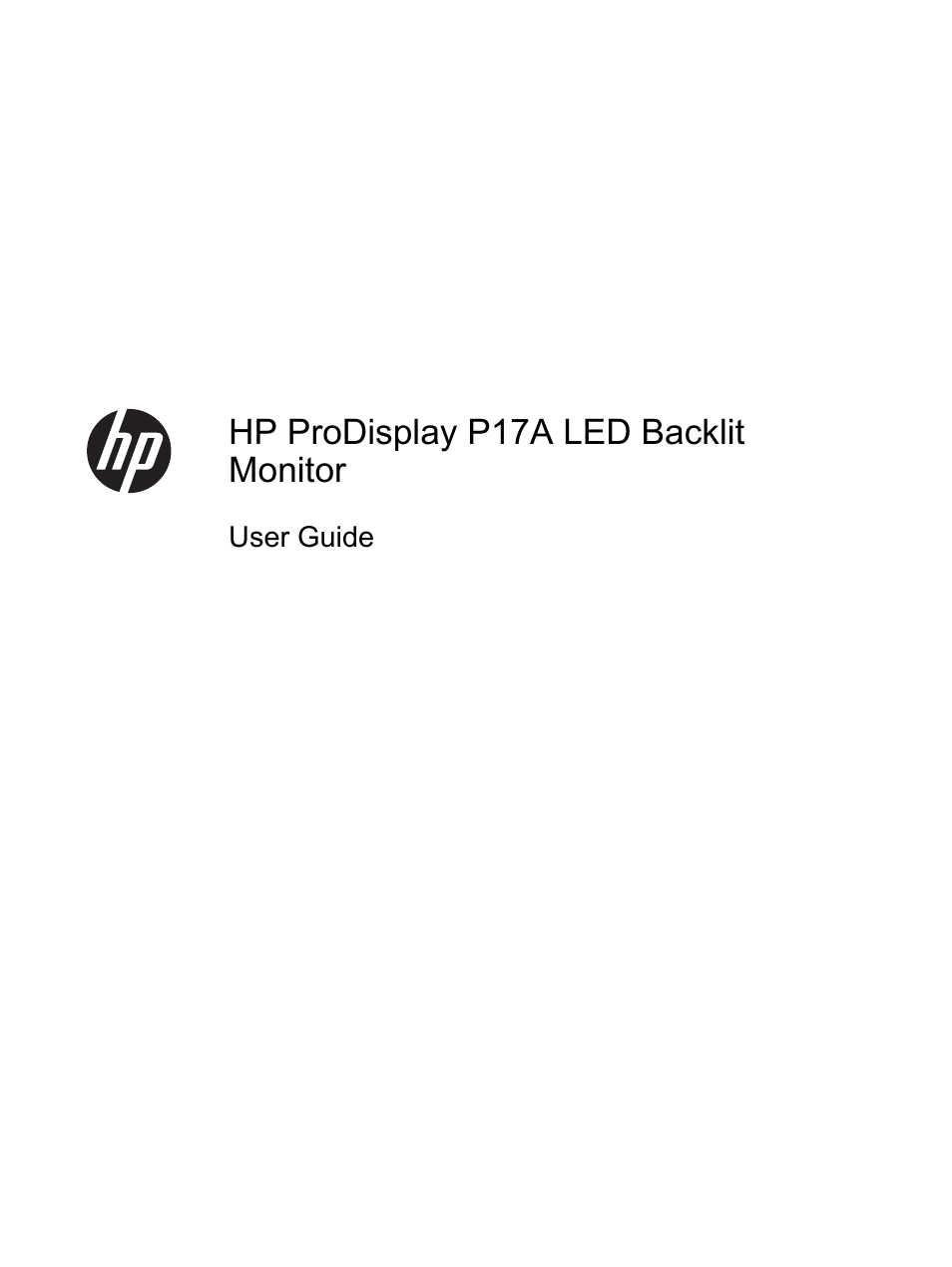 HP ProDisplay P17A 17-inch 54 LED Backlit Monitor User Manual | 20 pages