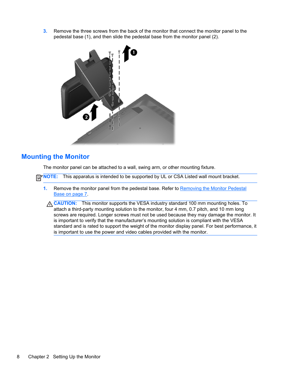 Mounting the monitor | HP ProDisplay P17A 17-inch 54 LED Backlit Monitor User Manual | Page 14 / 20