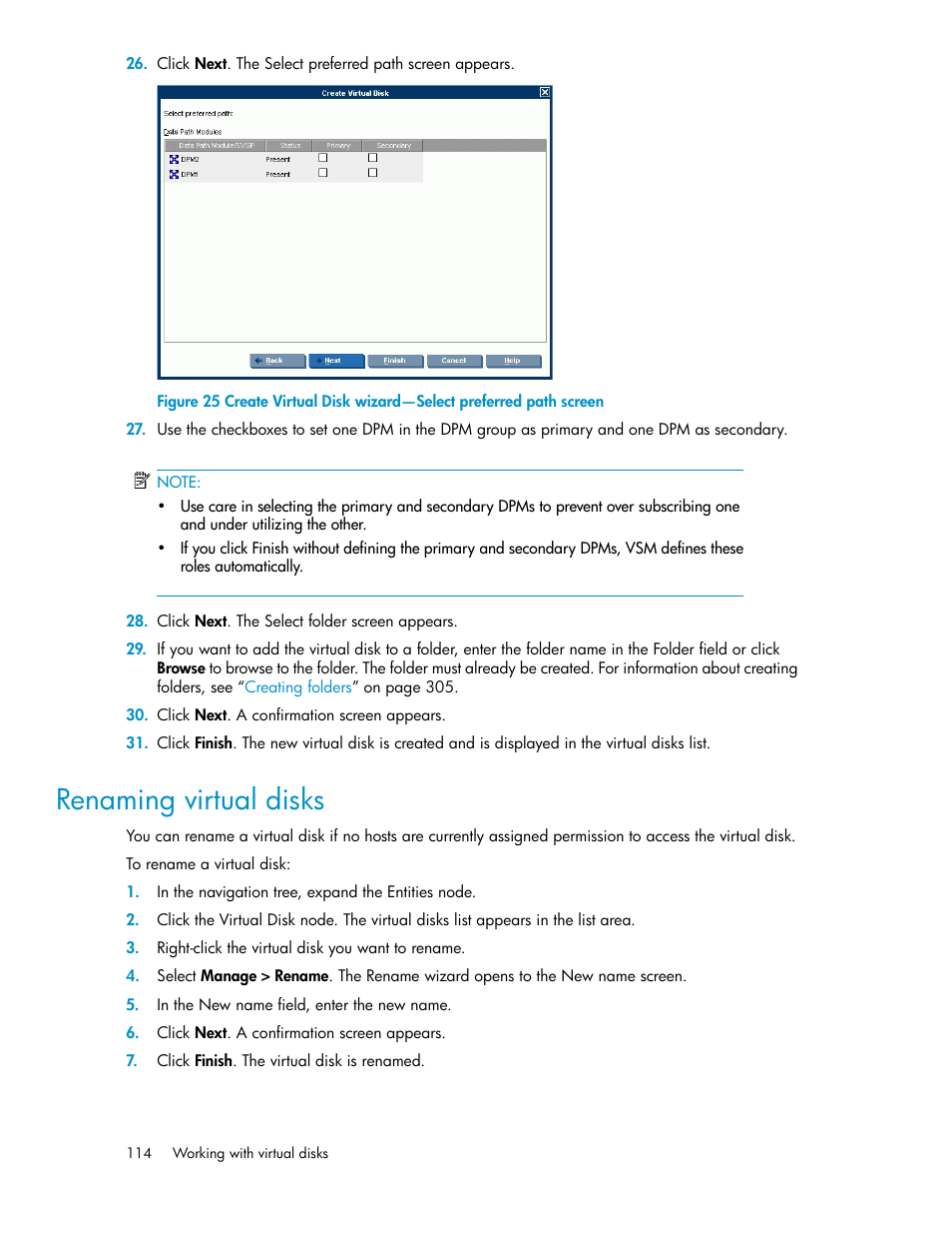 Renaming virtual disks | HP SAN Virtualization Services Platform User Manual | Page 114 / 382