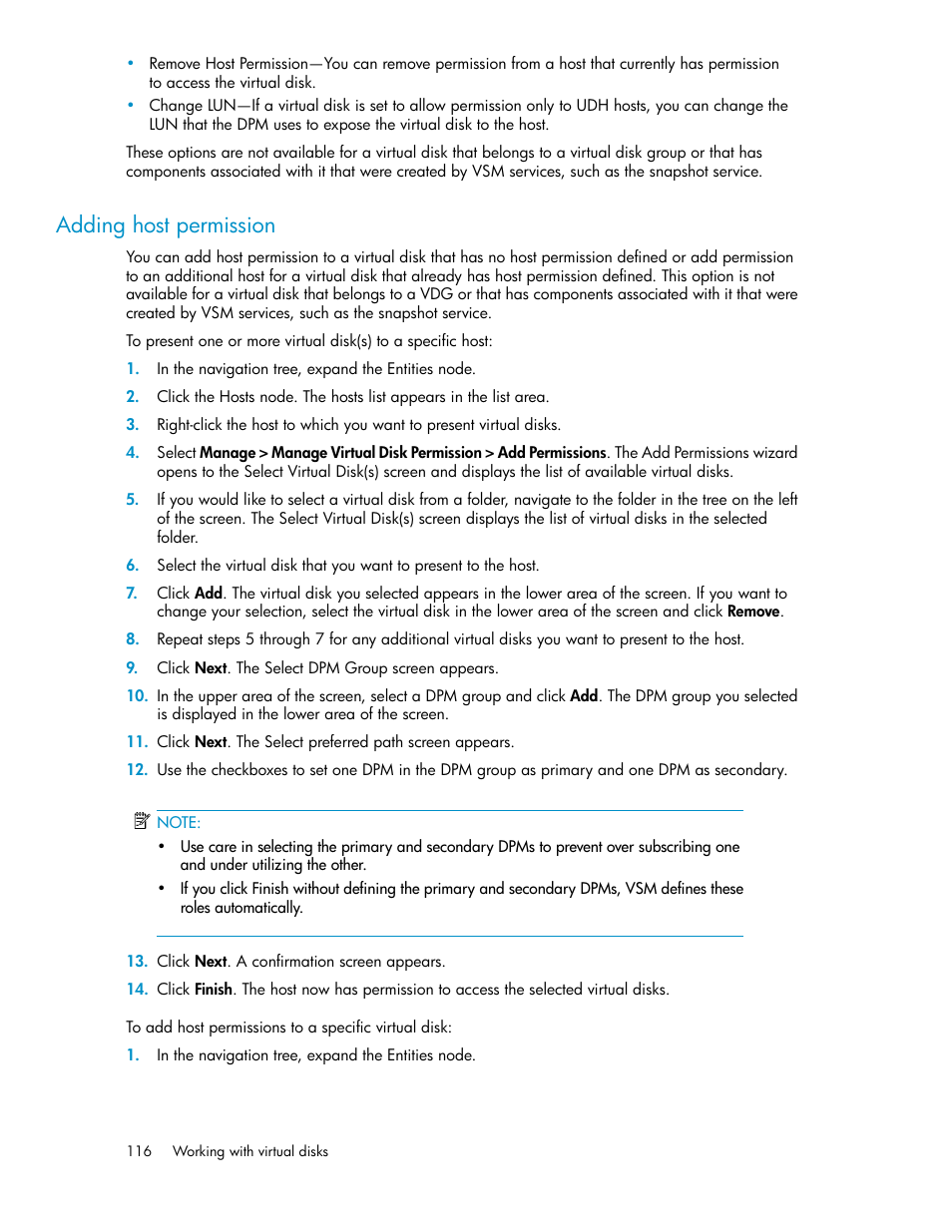 Adding host permission | HP SAN Virtualization Services Platform User Manual | Page 116 / 382
