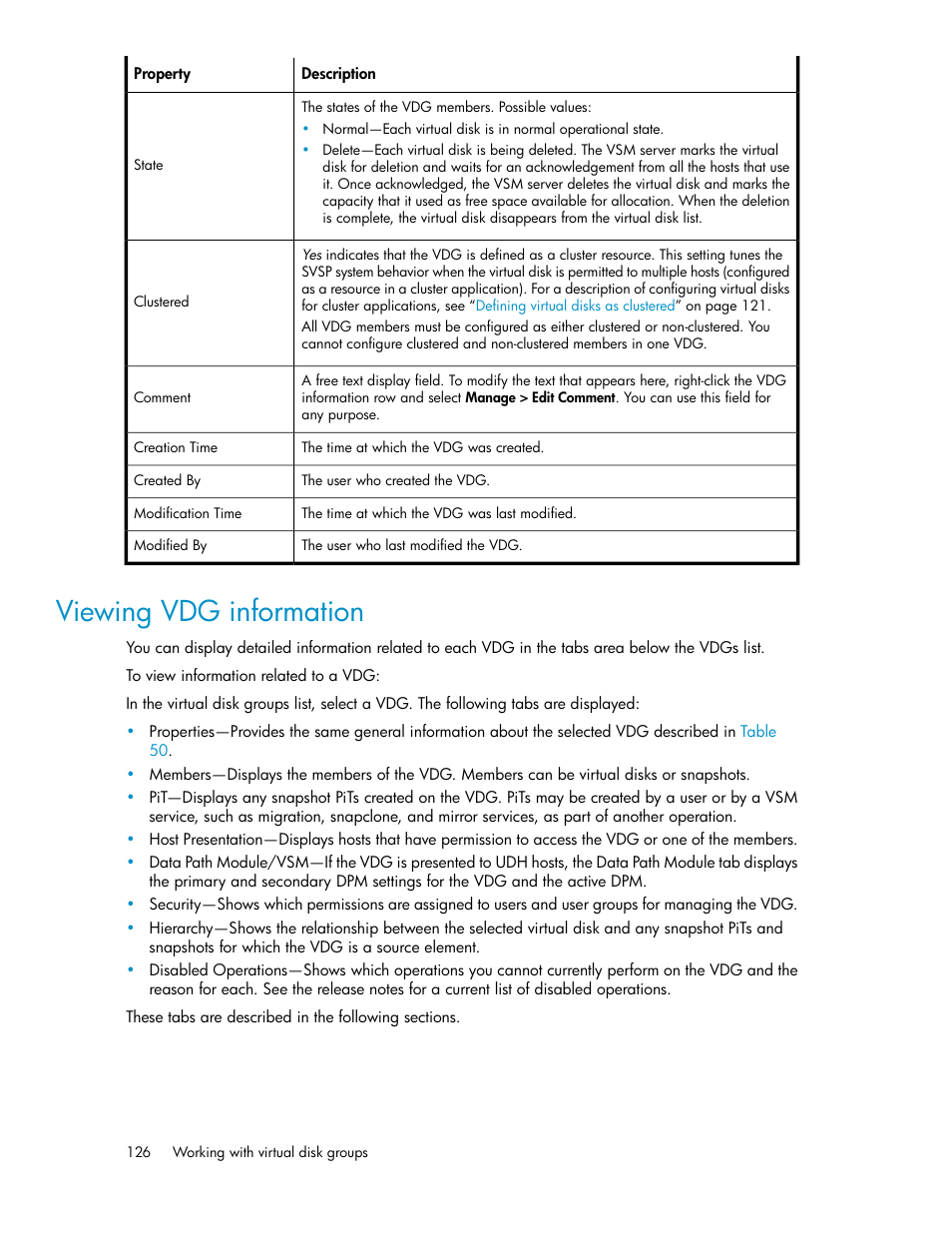 Viewing vdg information | HP SAN Virtualization Services Platform User Manual | Page 126 / 382