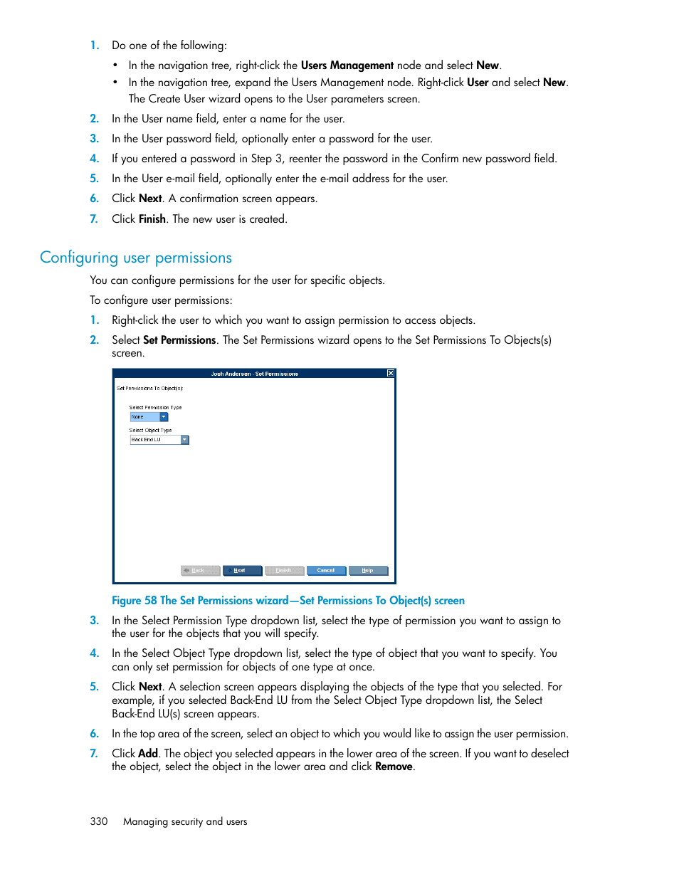 Configuring user permissions | HP SAN Virtualization Services Platform User Manual | Page 330 / 382