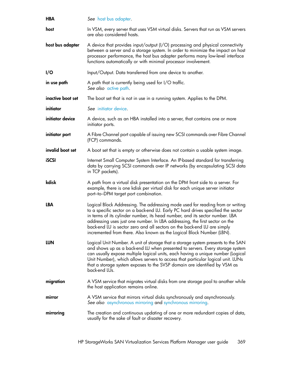 HP SAN Virtualization Services Platform User Manual | Page 369 / 382