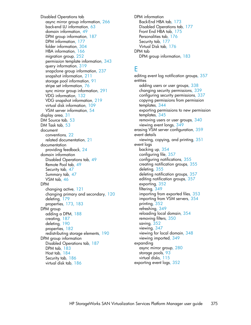 HP SAN Virtualization Services Platform User Manual | Page 375 / 382